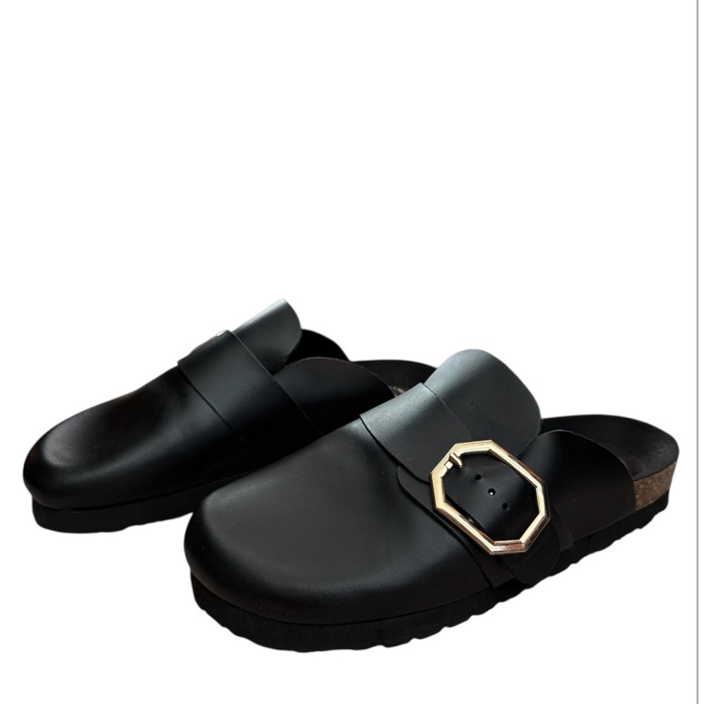 NWOT Bio Green women’s 40 soft memory foam leather slip on black clogs - Picture 2 of 8